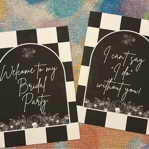 Elegant Black and White Bridal Party Proposal Signs - 12x16in